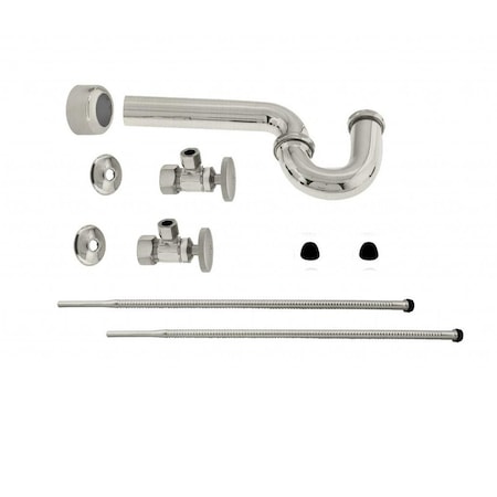 Westbrass Standard Pedestal Lavatory Kit - Round Handles in Satin Nickel D1538L-07